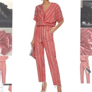 MAJE Pandora Wrap-effect Stripped Gauze Jumpsuit